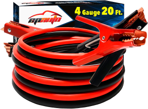 EPAuto 4 Gauge x 20 Ft 500A Heavy Duty Booster Jumper Cables with Travel Bag and Safety Gloves